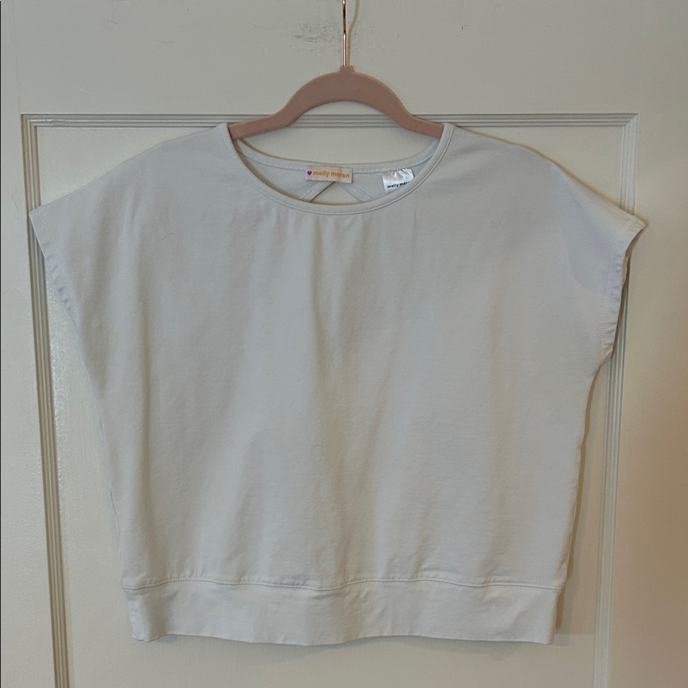 Molly Moran White Boxy Cap Sleeve Sweatshirt